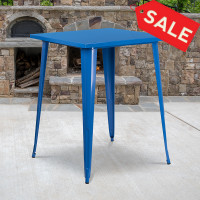 Flash Furniture CH-51040-40-BL-GG 31.5" Square Bar Height Blue Metal Indoor-Outdoor Table